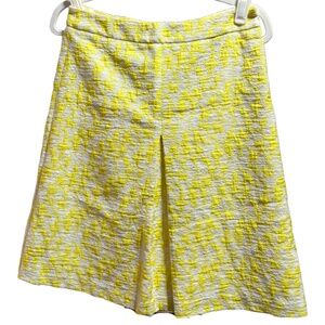 Vince Camuto yellow/white inverted pleated skirt